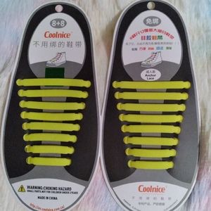 Neon Yellow No Tie Silicone Elastic Shoelaces